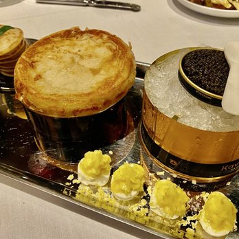 Marché Moderne - Caviar, deviled quail eggs with Maldon salt. - French Near Me - Newport Beach, California Marché Moderne - Caviar, deviled quail eggs with Maldon salt. - French Near Me - Newport Beach, California