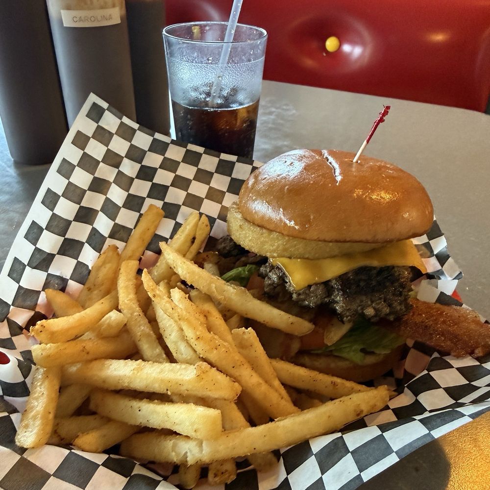 Cowboy burger and fries Cowboy burger and fries