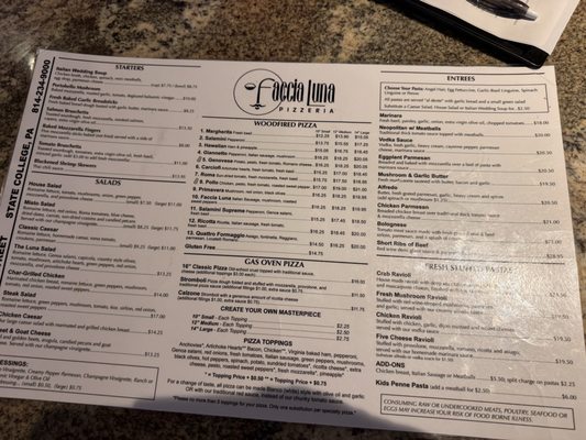 Menu photo 1 Faccia Luna Pizzeria State College, PA Menu photo 1 Faccia Luna Pizzeria State College, PA