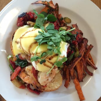 Chow - Shrimp Benedict with Sweet potato fries! - Breakfast & Brunch Near Me - Bend, Oregon