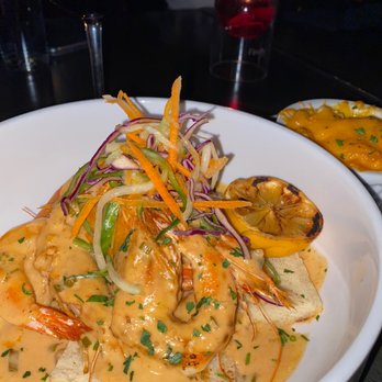 Continent Restaurant & Cigar Lounge - Prawns appetizer, four cheese mac - Cigar Bars Near Me - Atlanta, Georgia