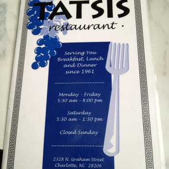 Tatsis Restaurant - Menu - American Near Me - Charlotte, North Carolina Tatsis Restaurant - Menu - American Near Me - Charlotte, North Carolina