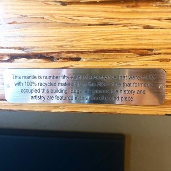 Inn at the 5th Eugene - Mantle made from recycled material from the Nike store. - Hotels Near Me - Eugene, Oregon