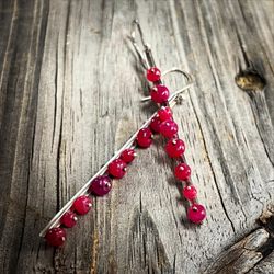 Jonkheer Jewelry Art Studio - Earrings with Ruby beads on Sterling Silver