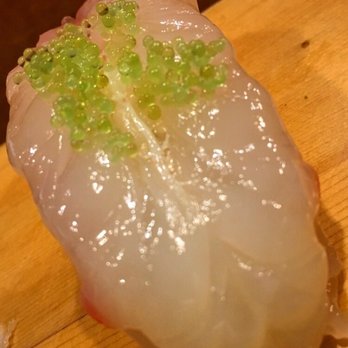 Kinchan Sushi - Ebi with Wasabi Tobiko (a first for me!), that's shrimp with wasabi infused flying fish roe. Aloha! - Sushi Bars Near Me - Honolulu, Hawaii Kinchan Sushi - Ebi with Wasabi Tobiko (a first for me!), that's shrimp with wasabi infused flying fish roe. Aloha! - Sushi Bars Near Me - Honolulu, Hawaii