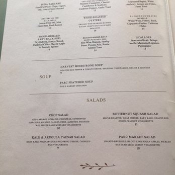 Parc - Menu page 1 as of 6/5 - New American Near Me - Detroit, Michigan