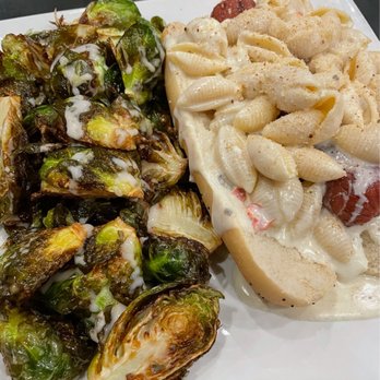 Brick and Ivy - Queso Mac & cheese dog w/ Brussels sprouts - Desserts Near Me - Altoona, Iowa Brick and Ivy - Queso Mac & cheese dog w/ Brussels sprouts - Desserts Near Me - Altoona, Iowa