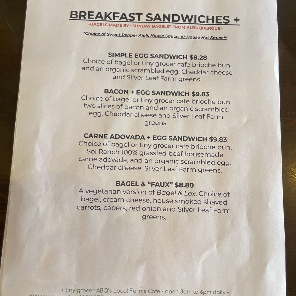 Tiny Grocer ABQ - Menu - Coffee & Tea Near Me - Albuquerque, New Mexico Tiny Grocer ABQ - Menu - Coffee & Tea Near Me - Albuquerque, New Mexico