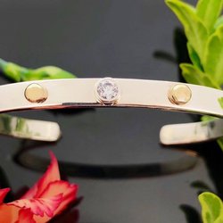 Petro's Jewelers - Sterling & gold cz bangle bracelet