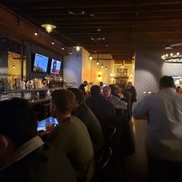 Packed bar under Covid restrictions.