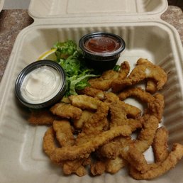 Fred calamari in a take out container $12 Fred calamari in a take out container $12
