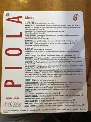 Menu photo 1 Piola - Weston Weston, FL