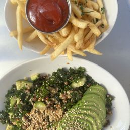 Kale salad and fries Kale salad and fries