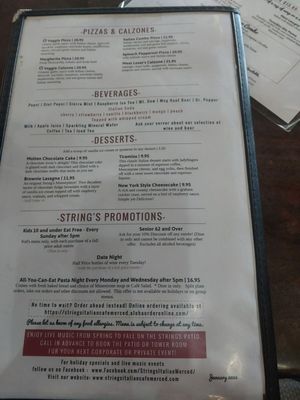 Menu photo 3 Strings Italian Cafe Merced, CA