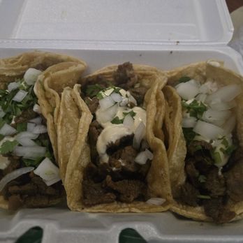 Chilangos - 3 Asada Tacos with crema, cilantro, onion, and squeeze of lime. Delicious. - Mexican Near Me - Indianapolis, Indiana