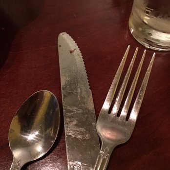Nile Restaurant Hyde Park - The condition of my silverware upon removal from the napkin. Gross. - Middle Eastern Near Me - Chicago, Illinois Nile Restaurant Hyde Park - The condition of my silverware upon removal from the napkin. Gross. - Middle Eastern Near Me - Chicago, Illinois