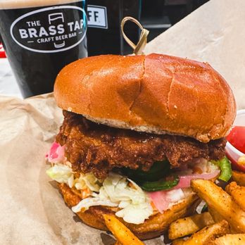 The Brass Tap - Spicy Asian Chicken Sandwich - Sports Bars Near Me - Hollister, California