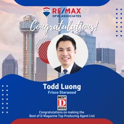 Todd Luong - RE/MAX DFW Associates - D Magazine Top Real Estate Agents 2022