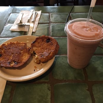 Bluestone Coffee Co - Banana strawberry smoothie (just fair -- too much ice) and blueberry scone (toasted and good - big) - Coffee & Tea Near Me - Montclair, New Jersey Bluestone Coffee Co - Banana strawberry smoothie (just fair -- too much ice) and blueberry scone (toasted and good - big) - Coffee & Tea Near Me - Montclair, New Jersey