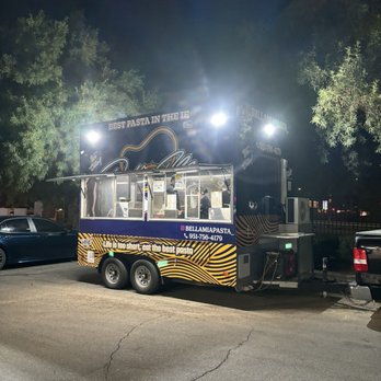 Bella Mia Pasta - Outside of food truck - stationed in the chevron parking lot. - Food Trucks Near Me - Riverside, California Bella Mia Pasta - Outside of food truck - stationed in the chevron parking lot. - Food Trucks Near Me - Riverside, California