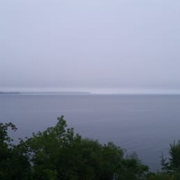 Foggy morning from the deck overlooking Lake Superior. Foggy morning from the deck overlooking Lake Superior.