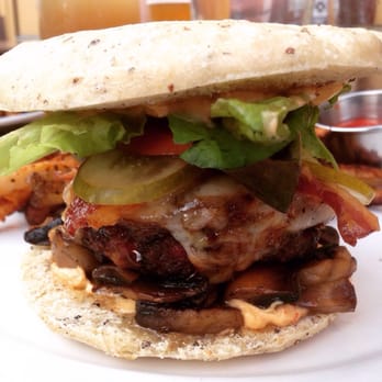 The Wooden Monkey - Bacon Cheese Burger - Bars Near Me - Halifax, Nova Scotia