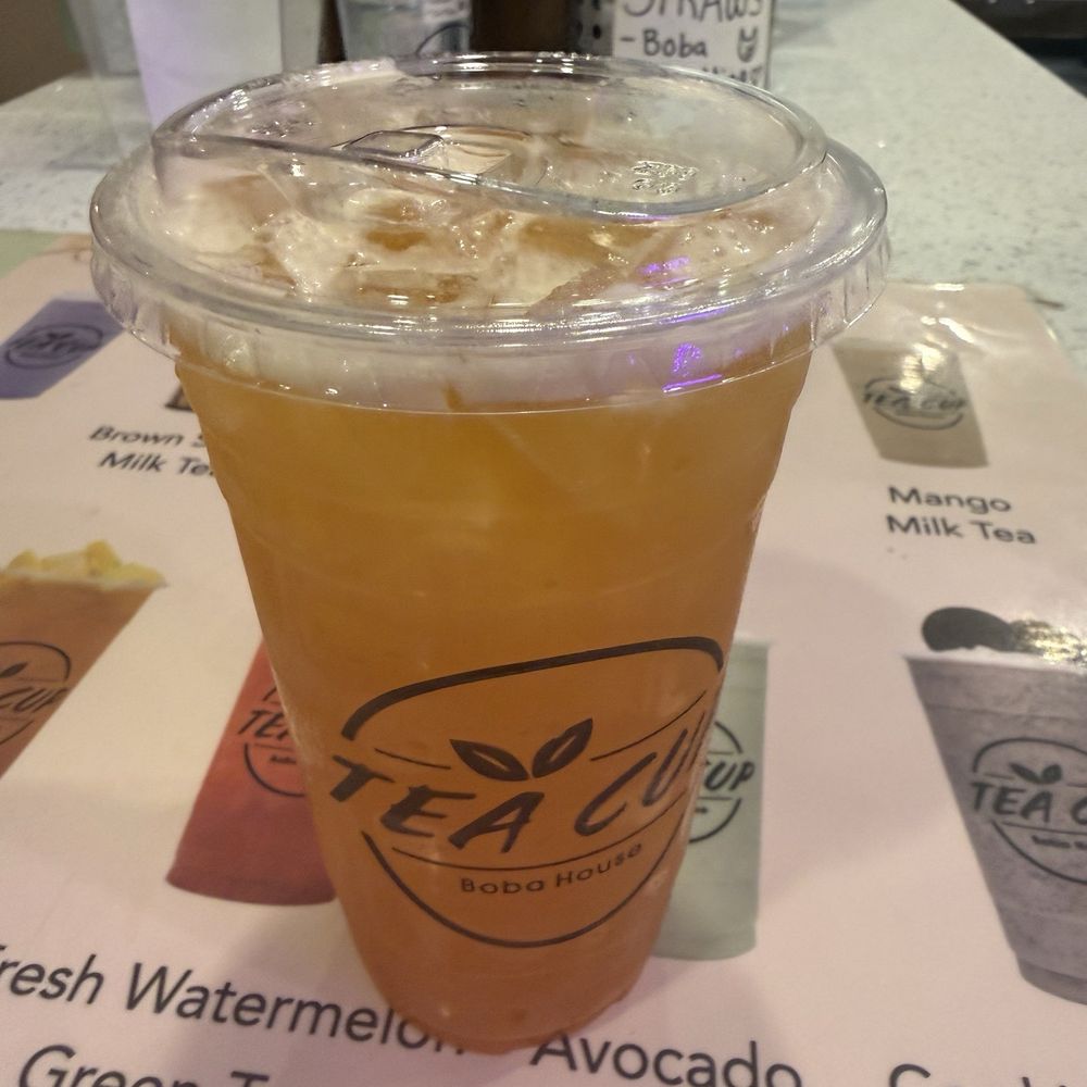Tea Cup Boba House - Peach green tea - Bubble Tea Near Me - Austin, Texas Tea Cup Boba House - Peach green tea - Bubble Tea Near Me - Austin, Texas