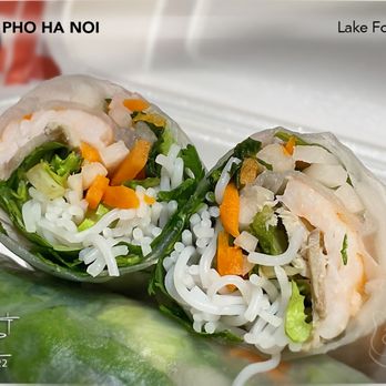 Pho Ha Noi - Spring Rolls/Goi Cuon ($8.50) Sloppily made; too loose. After cutting in half; roll started to fall apart due to poor wrapping. - Vietnamese Near Me - Lake Forest, California Pho Ha Noi - Spring Rolls/Goi Cuon ($8.50) Sloppily made; too loose. After cutting in half; roll started to fall apart due to poor wrapping. - Vietnamese Near Me - Lake Forest, California