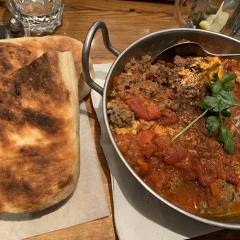 Hummus Kitchen - Shakshuka with beef. Amazing. And the bread- oh my! - Middle Eastern Near Me - New York, New York Hummus Kitchen - Shakshuka with beef. Amazing. And the bread- oh my! - Middle Eastern Near Me - New York, New York