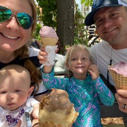 Strawberry, blueberry, salted caramel, chocolate peanut butter waffle cones
