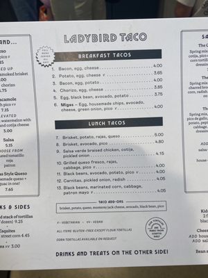 Menu photo 1 Ladybird Taco Mountain Brook, AL