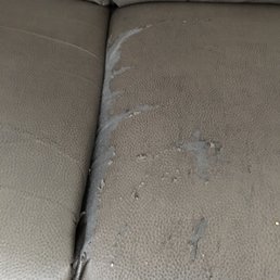 Here's what bonded leather looks like in less than a year of use!! Ashley Furniture is pure garbage. Here's what bonded leather looks like in less than a year of use!! Ashley Furniture is pure garbage.