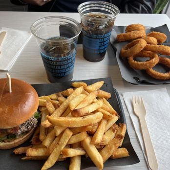 Olympus Burger - Ares with a side of fried and fabulous onion rings - Burgers Near Me - Port Hope, Ontario Olympus Burger - Ares with a side of fried and fabulous onion rings - Burgers Near Me - Port Hope, Ontario
