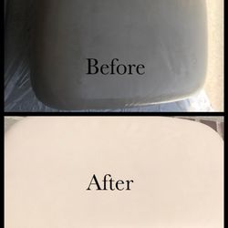 Premier Suede & Leather Cleaners - A Ottoman that had never been cleaned. No dye was applied.