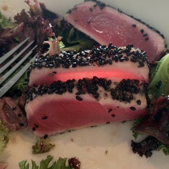 Theo's Steaks, Sides & Spirits - Rehoboth Beach - Seared tuna on a salad - do you see the ray of light shining through! Cooked perfectly! (With a side of sweet soy) - Steakhouses Near Me - Rehoboth Beach, Delaware Theo's Steaks, Sides & Spirits - Rehoboth Beach - Seared tuna on a salad - do you see the ray of light shining through! Cooked perfectly! (With a side of sweet soy) - Steakhouses Near Me - Rehoboth Beach, Delaware