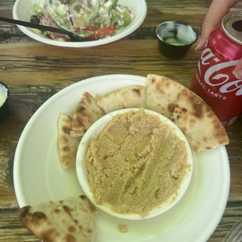 The Olive - Hummus and Greek salad half eaten. - Mediterranean Near Me - Buena Vista, Colorado The Olive - Hummus and Greek salad half eaten. - Mediterranean Near Me - Buena Vista, Colorado