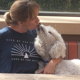 I worked hard, NOW may I kiss you?  Charley doesn't work for treats, but for some Tasha love!