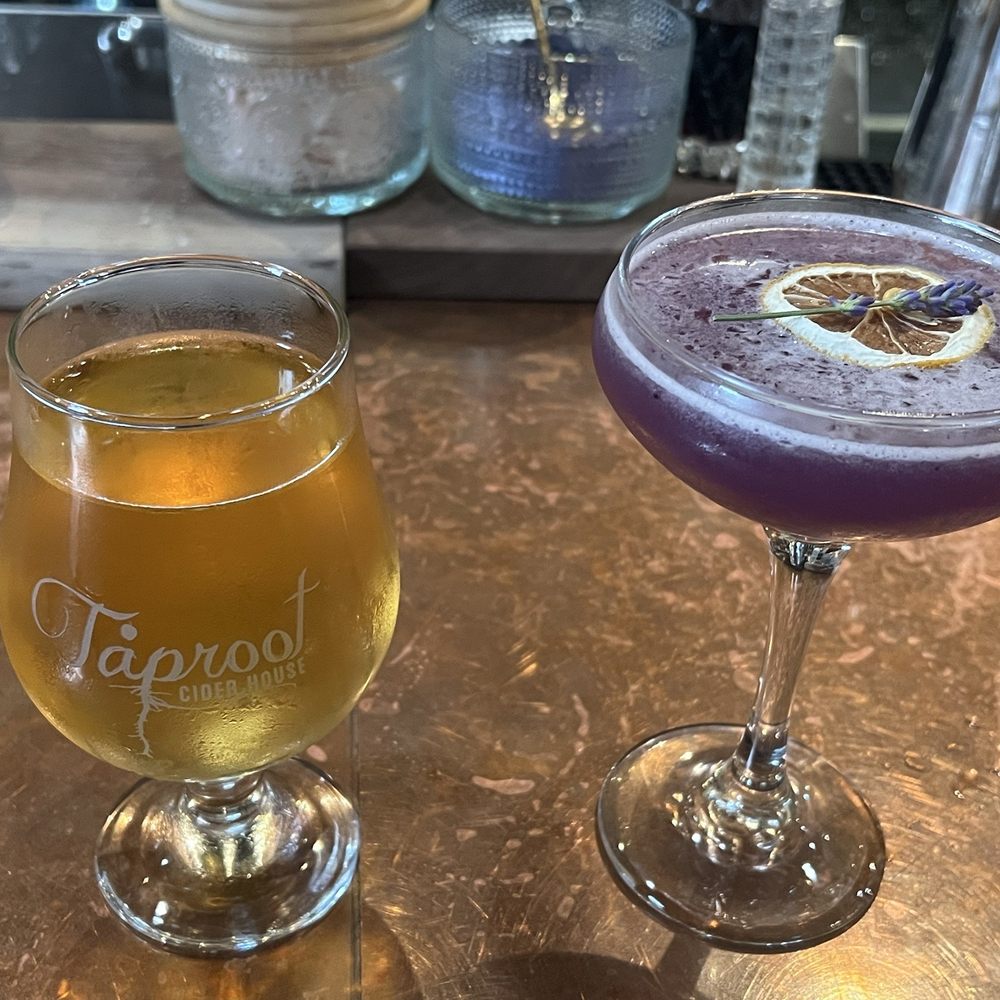 Taproot Cider House - Cider and lavender cocktail - Bars Near Me - Traverse City, Michigan