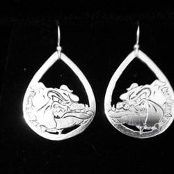 Bockemuehl Jewelers - Sterling Silver 'Bulldogs', cutout 7/8" at the widest.