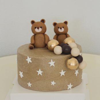 Cele Bakes - two teddy bears on top of a cake - Custom Cakes Near Me Cele Bakes - two teddy bears on top of a cake - Custom Cakes Near Me