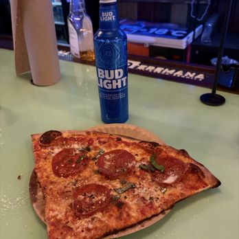 Papalino's Pizza - The old Clark's Lane Special with a slice of pepperoni - Wine Bars Near Me - Louisville, Kentucky