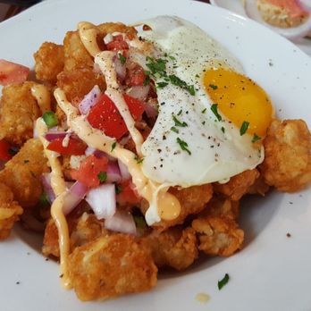 Cork on Saginaw - Breakfast tots with Pico de Gallo. - Wine Bars Near Me - Flint, Michigan Cork on Saginaw - Breakfast tots with Pico de Gallo. - Wine Bars Near Me - Flint, Michigan