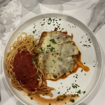 Apulia Risto-Pizza - Eggplant parmigiana with spaghetti. - Italian Near Me - Franklin, New Jersey Apulia Risto-Pizza - Eggplant parmigiana with spaghetti. - Italian Near Me - Franklin, New Jersey