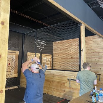 Riverbend Axe Throwing - Four people on two lanes right next to each other. It was a blast! - Axe Throwing Near Me - East Alton, Illinois