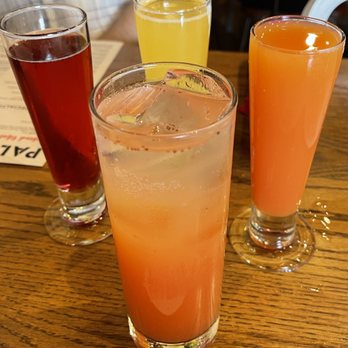 Palette 22 - clock wise: hibiscus Mimosa, passionfruit Bellini, blood orange Mimosa, and strawberry fields (non alcohol) - Bars Near Me - Arlington, Virginia Palette 22 - clock wise: hibiscus Mimosa, passionfruit Bellini, blood orange Mimosa, and strawberry fields (non alcohol) - Bars Near Me - Arlington, Virginia