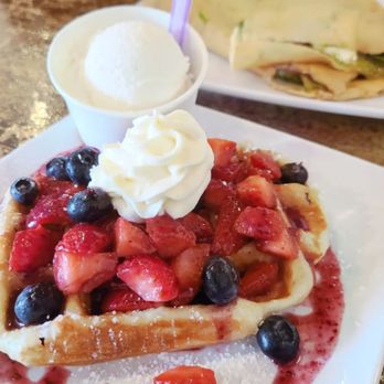 Cafe Hue - Mixed berries crepe with a side of vanilla Gelato. - Creperies Near Me - San Diego, California