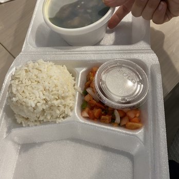 O'ahu Grill - Salt meat soup plate...the bowl was unbelievably small. And the haupia is bite size! All this for $15.... - Hawaiian Near Me - Honolulu, Hawaii