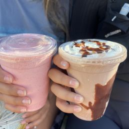 Chocolate Shake With the Works & Strawberry Shake