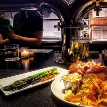 Row 34 - Seaport - Warm lobster roll with grilled asparagus - New American Near Me - Boston, Massachusetts Row 34 - Seaport - Warm lobster roll with grilled asparagus - New American Near Me - Boston, Massachusetts
