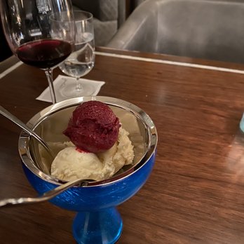 Yolan - Sorbetti trio with red currant, Labna, and pear - Italian Near Me - Nashville, Tennessee Yolan - Sorbetti trio with red currant, Labna, and pear - Italian Near Me - Nashville, Tennessee